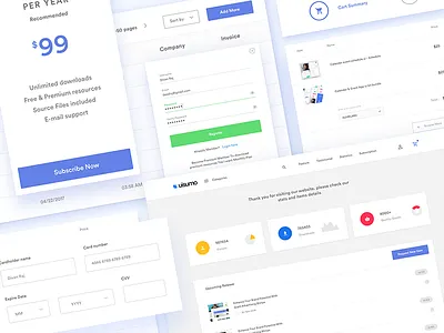 UISuMo Website Cards account admin blog dashboard edit password profile search stats ui user dashboard web design