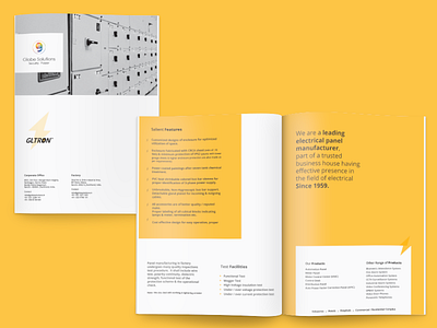 Corporate Profile Design for GLTRON brochure corporate profile electrical globe graphic design logo design