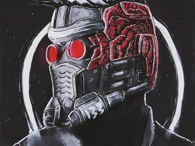 In Star-Lord We Trust copic flower gotgvol2 guardians of the galaxy illustration marker porcelain portrait sketch space star lord starlord