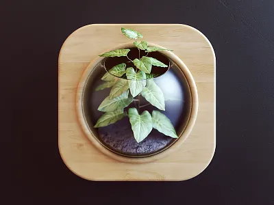 Plant II 3d app design glass icon icon design ios nature plant webshocker wood