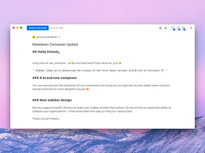 Gitscout New Composer composer github gitscout issues mac marksdown osx task text ui