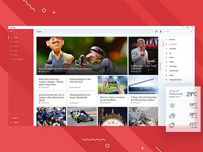 Fluent Design Microsoft News App acrylic app blog dashboard fluent microsoft news ui ux weather website windows