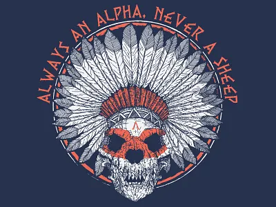 Alpha apparel chief grunge illustration indian skull wolf