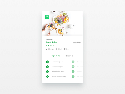 Recipe 040 app daily ui food fruit fruits ingredients interface mobile recipe simple
