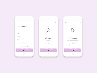 Sign up - Baby Tracker App app baby feeding ios mobile phone tracker ui ux