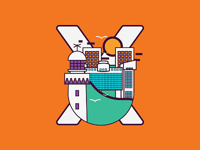 XU - Artwork for X-HUB Casablanca casablanca illustration lighthouse morocco summer tech