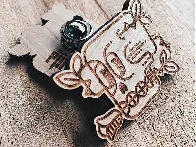 Skull And Rose limited edition pin wood wooden pin