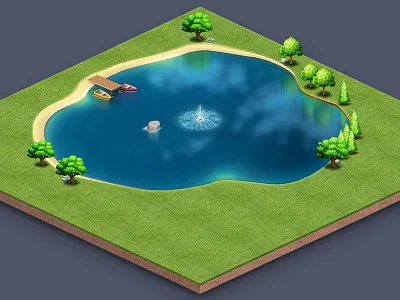 Lake 3d earth illustration ios iphone isometric lake maya nature orthogonal photoshop vector