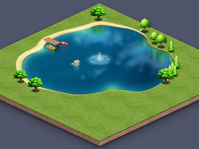 Lake 3d earth illustration ios iphone isometric lake maya nature orthogonal photoshop vector