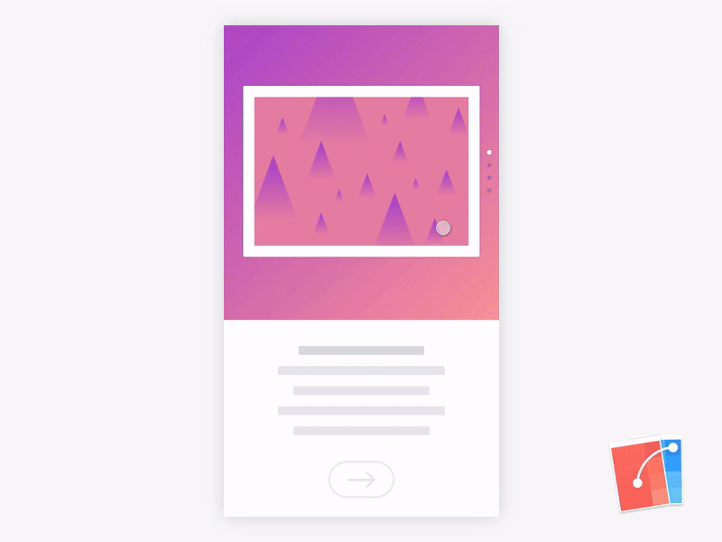 Card Swipe Animation animation app card flinto gradient mobile onboarding paging prototype ui