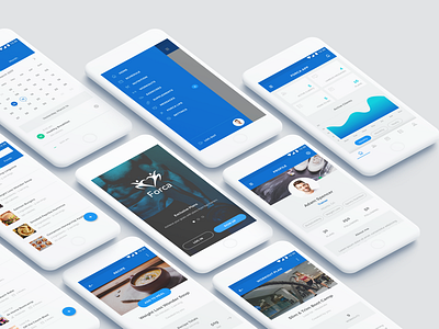 Forca App android body stats client exercise interaction design nutrition personal trainer progress supplement user experience user interface workout
