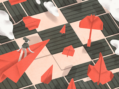 National Paper Airplane Day dropbox illustration paper airplanes
