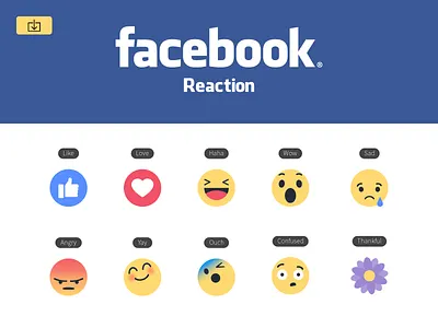 Freebie New Facebook like button Empathetic Emoji Reactions ai clean download emoji facebook free freeai freebie freebies reaction ui web
