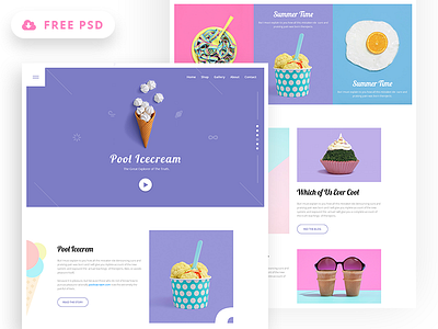 Icecream Landing Page clean design landing page