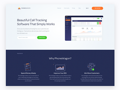 PhoneWagon Homepage call tracking chart clean dashboard graph homepage illustration minimal phonewagon subscribe
