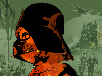 Splinter of the Mind's Eye homage black book cover color darth vader green illustration leia luke skywalker orange star wars star wars 40th vector