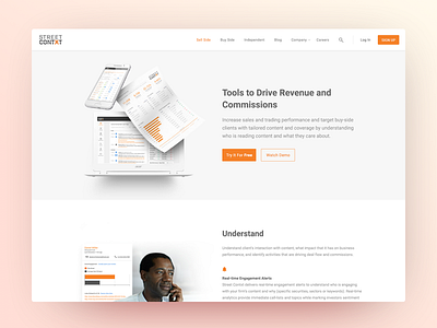 Street Contxt marketing site revamp digital product feature page finance fintech landing page product page software web design website
