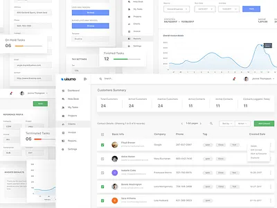 Admin - Dashboard admin clients dashboard help desk invoice project report settings task management tickets uisumo webdesign