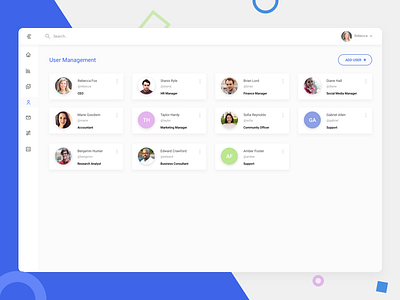 User Management admin app clean dashboard interface management material setting ui user ux
