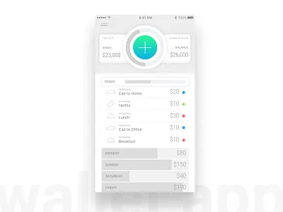 Wallet App app expense manager ios minimal money ui ux wallet