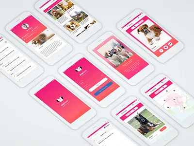 Pupdate - a dating app for your pet clean date dating app dog dog lovers love minimal super minimal ui design ux