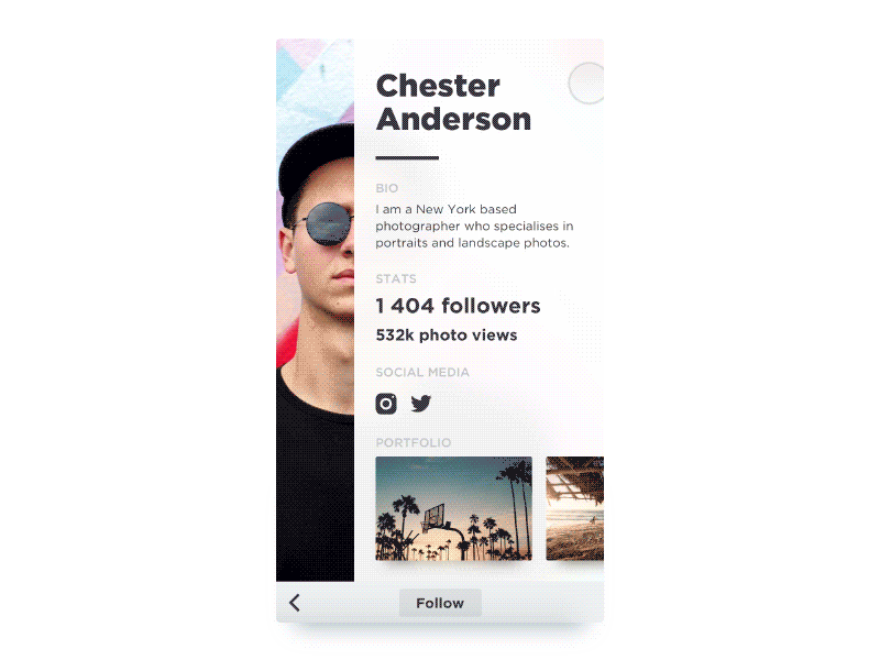 ⚡️ Profile Screen – UI Challenge about me bio challenge daily ui photography portfolio profile ui unsplash ux