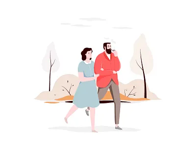 Wandering character guy illustration nature vector walk woman