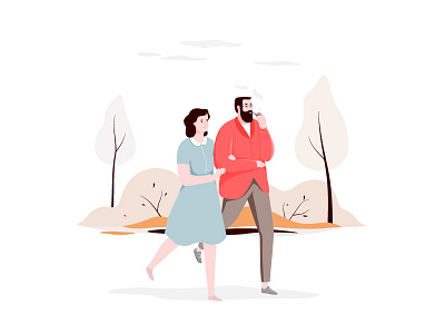Wandering character guy illustration nature vector walk woman
