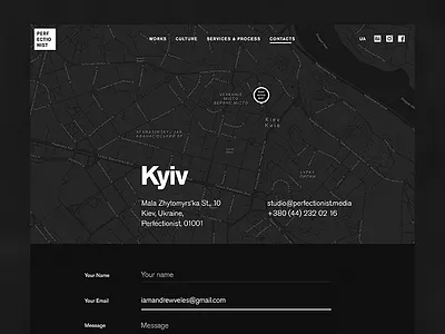 Perfectionist – Contacts agency contacts fullscreen landing mac minimal portfolio promo ui ux web website