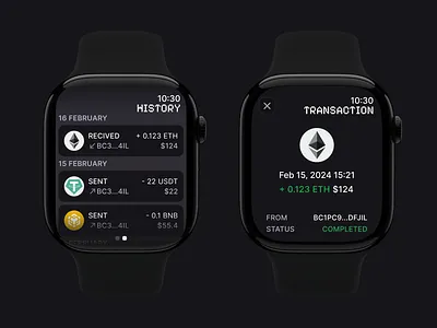 Crypto Wallet App UI Kit - Apple Watch 2 app crypto design system ios ui ui kit ux wallet watchos web3