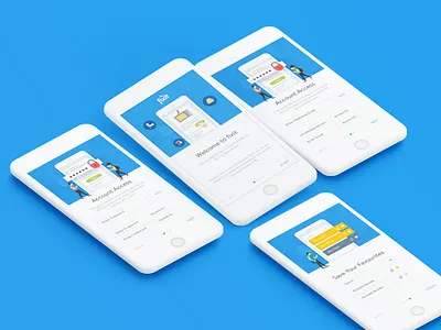 Mobile app UI for SAAS company app login screen blue white app illustrations ios app mobile application saas app ui design