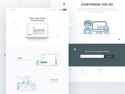 Product Page illustration minimalist note product page subsribe web application website white write