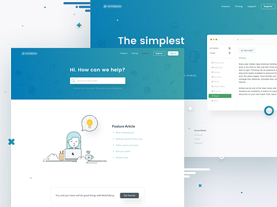 Home & Support Page application blue customer service faq help home page illustration note support webapp website write