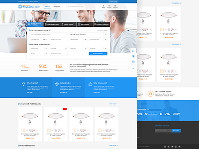 WayGather Home Page b2b business e commerce footer form homepage lighting listing menu navigation tabs tabular