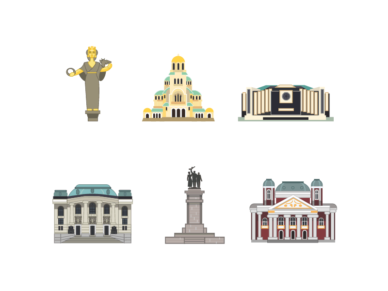 Sofia Trend Map Building Icons building bulgaria cultural icon illustration map sofia trend