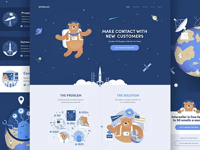 Interseller Website exploration illustration interseller interstellar planet rocket space spacebear stars