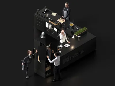 3D Impossible interior 3d 3d art 3d artist 3d artwork 3d illustration 3d modeling 3d render artwork cgi creative dark illustraion impossible impossible shape interior isometric key visual people render