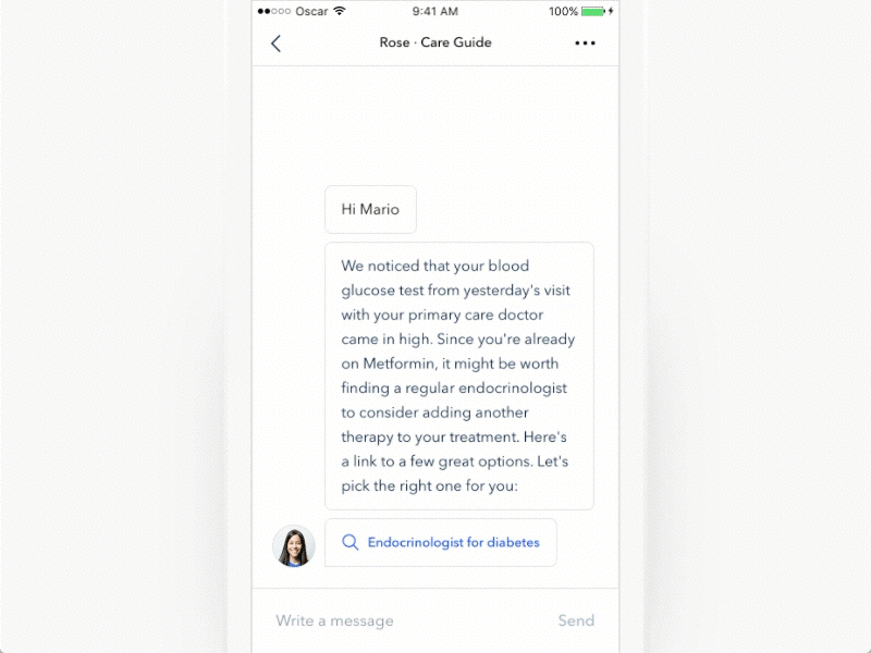 Concierge | TechCrunch Demo cards doctor health medical messaging mobile profile search ui ux