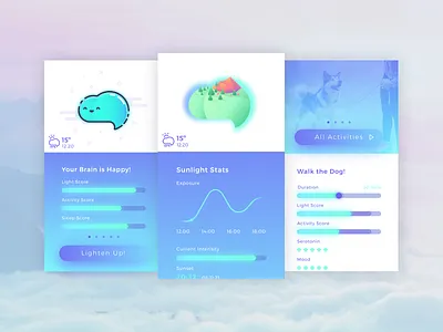 Solstice Screens brain clean dashboard glow gradient illustration interface solstice ui user ux world