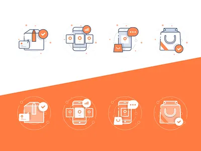 Gratify Icons chat delivery icons illustrations iphone line market online payment phone shop sketch