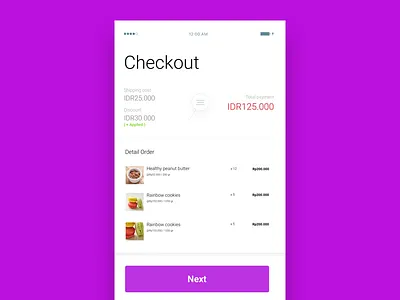 Checkout now ecommerce mobile purple ui white