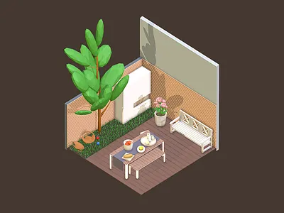 Room #14 3d blender isometric low poly room vr