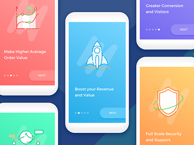 Marketing Onboarding Screens boost convertion customer service dashboard intro landing page onboarding order revenue security support ui