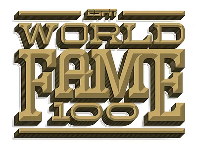 ESPN World Fame 100 bevel dimensional espn lettering type typography vector