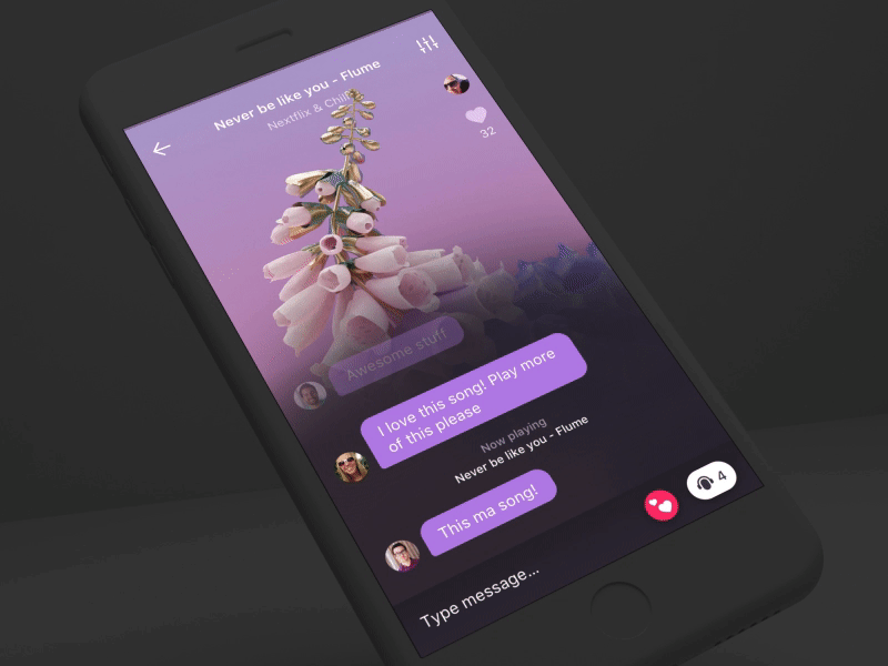 🎧 💬 animation app chat design ios iphone music song ui ux
