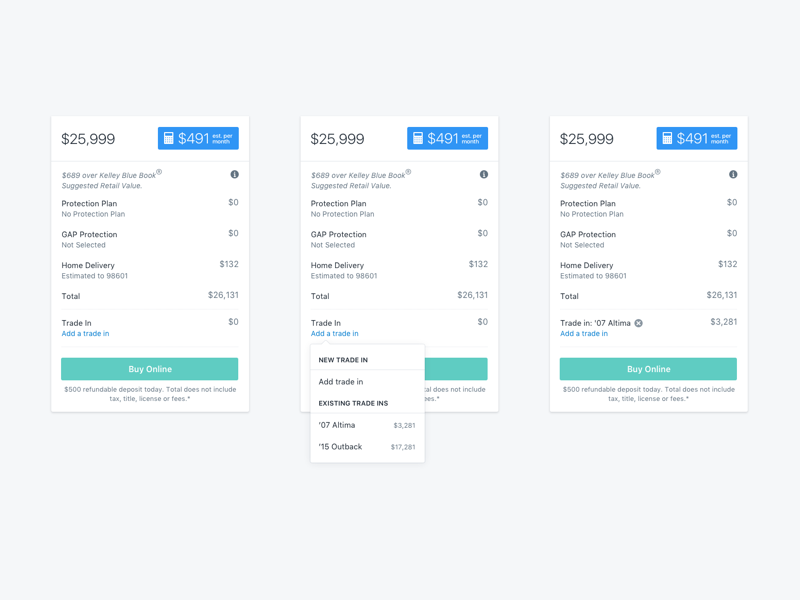 Example of Adding trade ins to waterfall