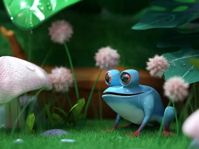 Geo Frog 3d c4d foliage frog illustration jungle octane plants rainforest
