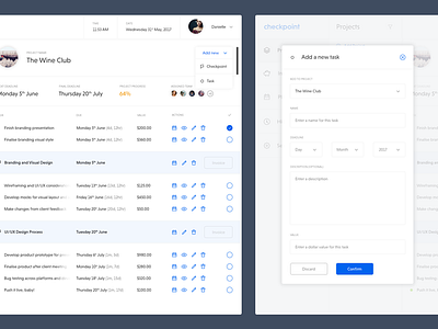 Checkpoint: 02 Profile Add Task checkpoint list planning project project management tasks team to do ui ux