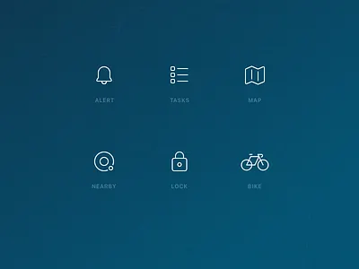 Bike Management Icons alert bicycle bike glyphs icons lines lock map mobility stroke tasks urban