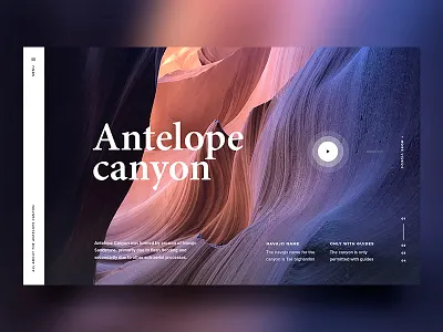 Antelope Canyon antelope canyon landing mountain page serif ui video webdesign